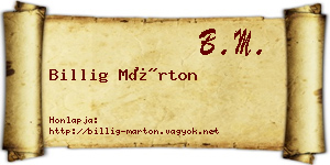 Billig Márton névjegykártya